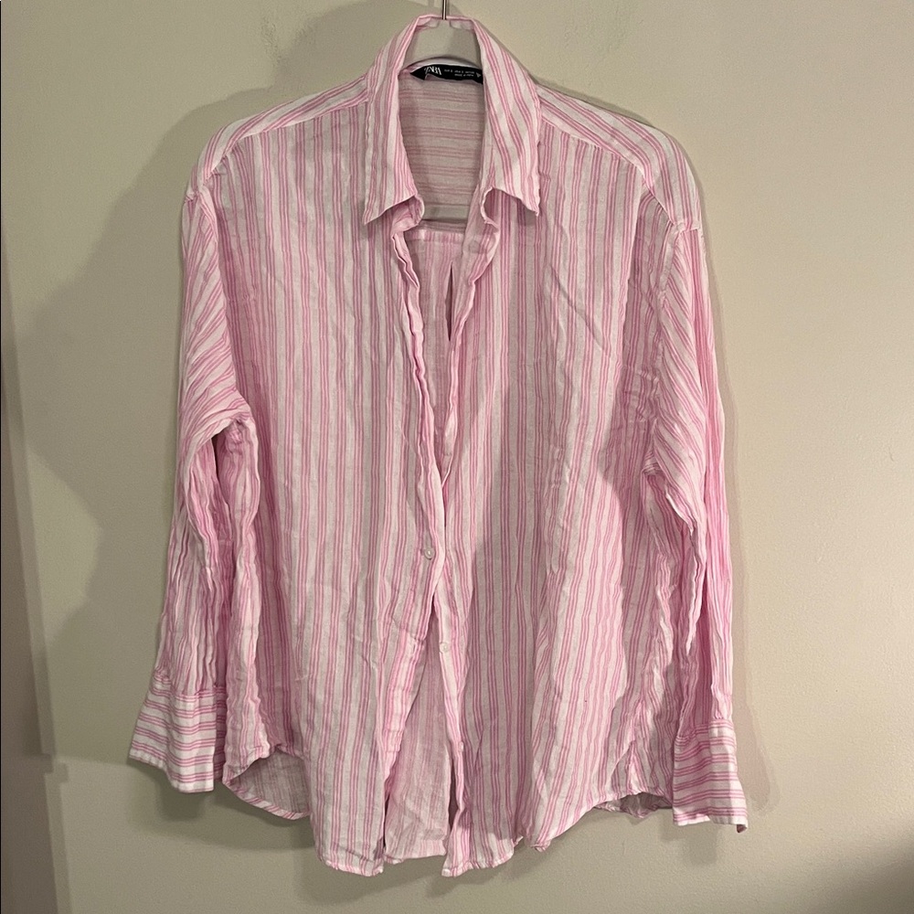 Zara Pink Striped Women's Blouse